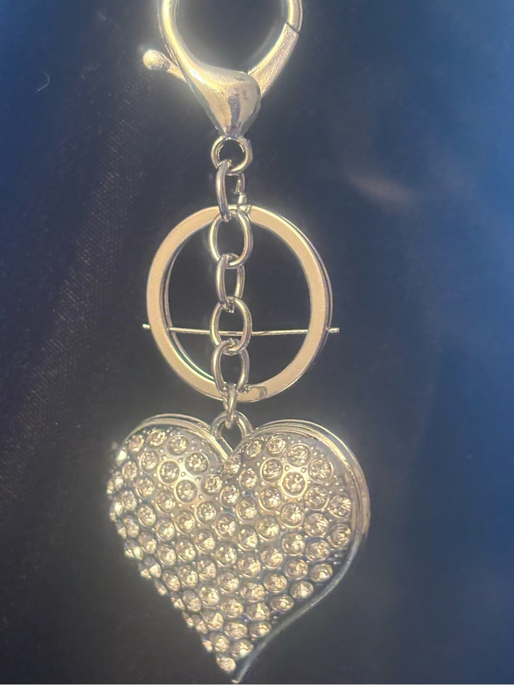 Silver Crystal Pave Heart Keychain/Purse Charm